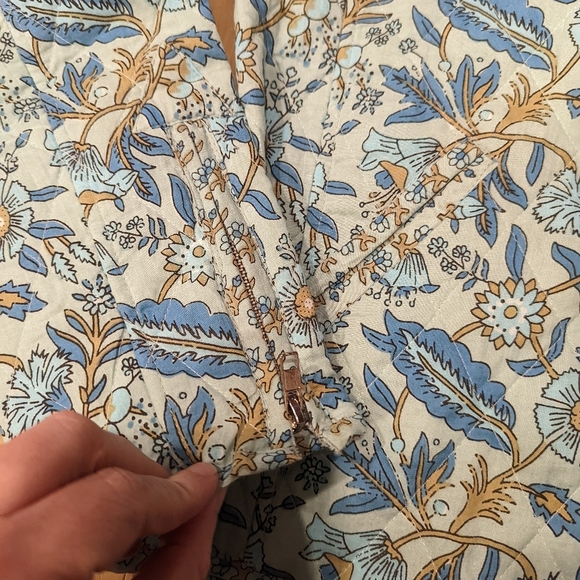 Floral Blue Jacket 100% Cotton - Picture 7 of 9